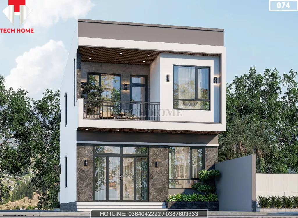 Góc nghiêng mẫu nhà 2 tầng 4 phòng ngủ