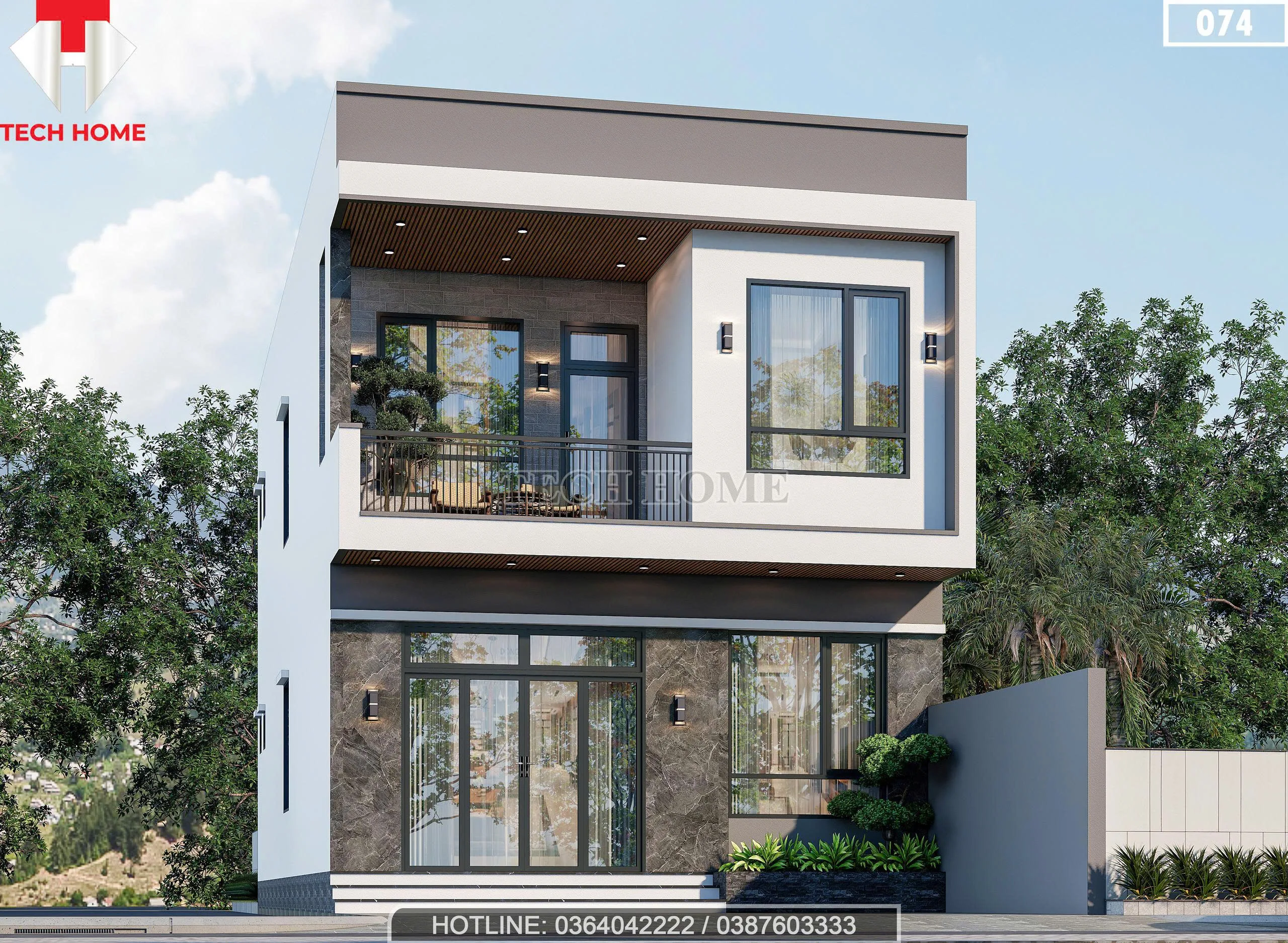 Góc nghiêng mẫu nhà 2 tầng 4 phòng ngủ