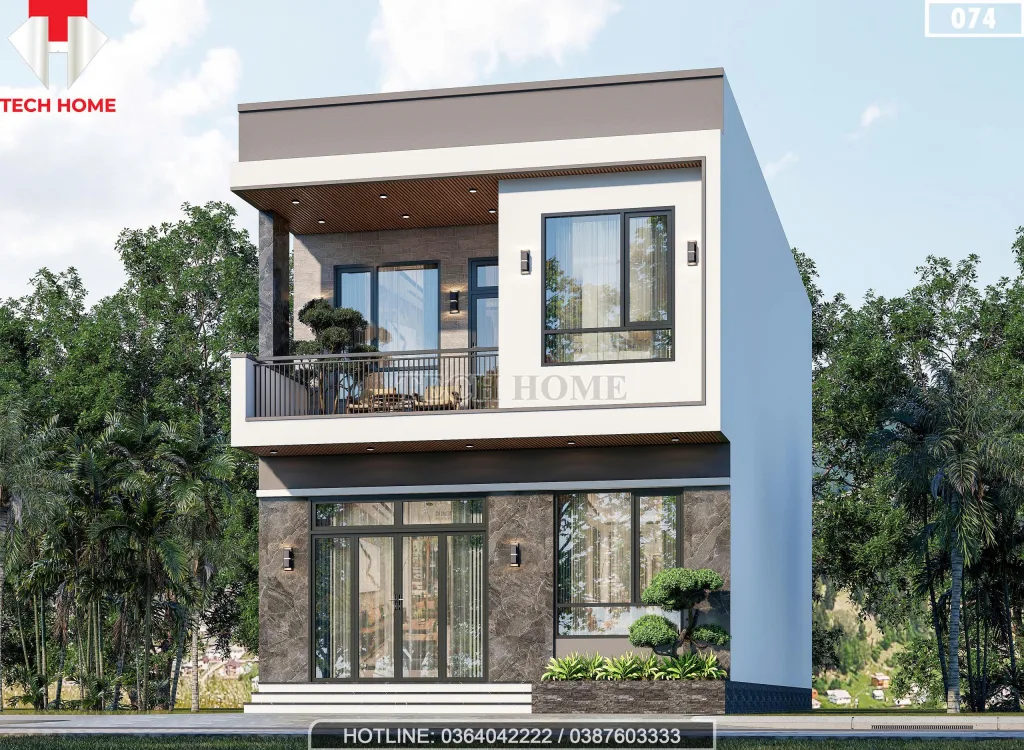 Góc nghiêng mẫu nhà 2 tầng 4 phòng ngủ