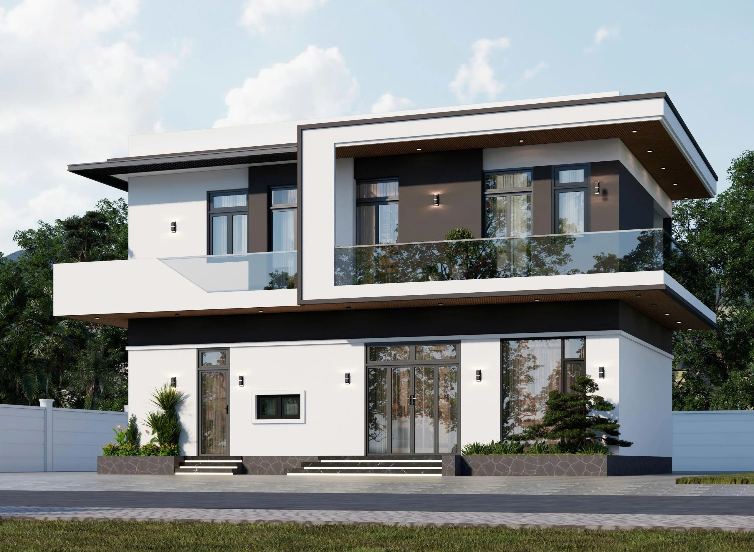 Góc nghiêng mẫu nhà 2 tầng hiện đại 100m2