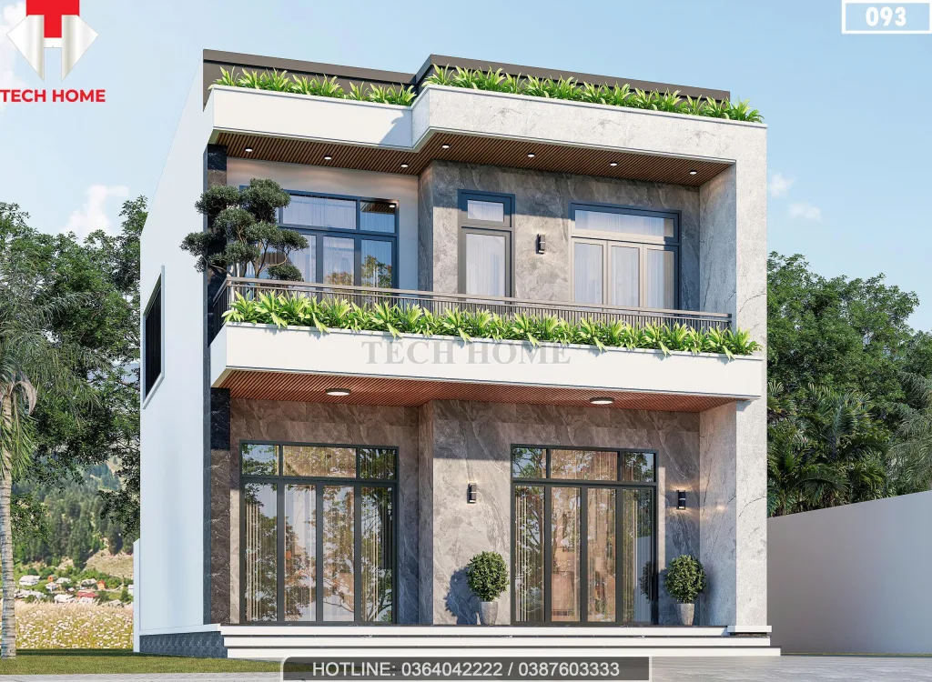 Góc nghiêng mẫu nhà 2 tầng hiện đại