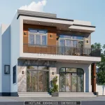 Góc nghiêng mẫu nhà 2 tầng mái bằng hiện đại