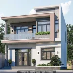 Góc nghiêng mẫu nhà 2 tầng mái bằng hiện đại