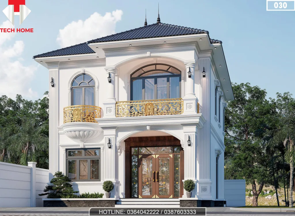 Góc nghiêng đẳng cấp của mẫu nhà 2 tầng mái Nhật tân cổ điển diện tích 105m2.