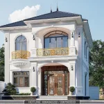 Góc nghiêng đẳng cấp của mẫu nhà 2 tầng mái Nhật tân cổ điển diện tích 105m2.