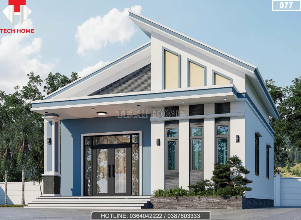 Góc nghiêng Mẫu nhà cấp 4 mái lệch