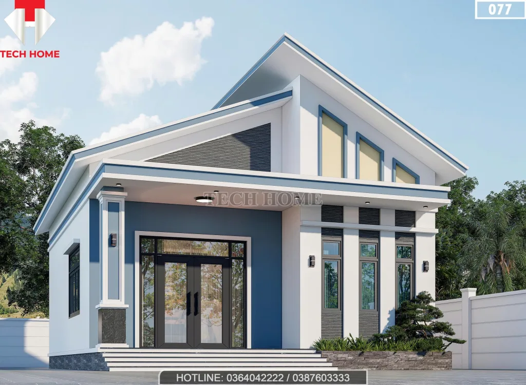 Góc nghiêng Mẫu nhà cấp 4 mái lệch