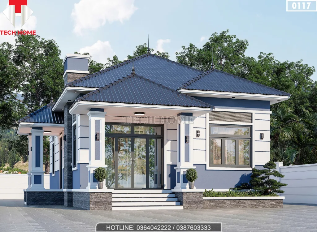 Góc nghiêng mẫu nhà cấp 4 mái Nhật 3 phòng ngủ