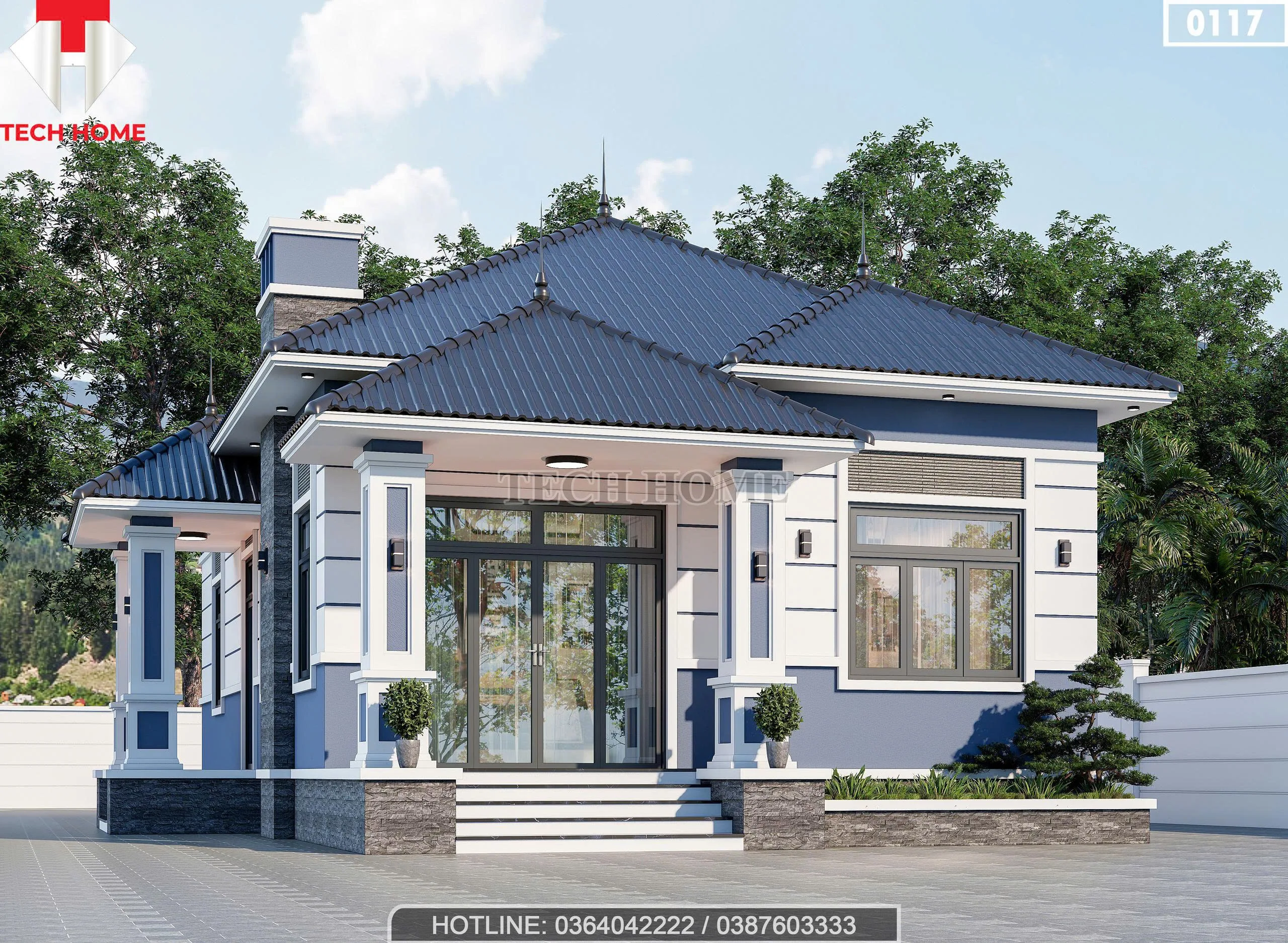 Góc nghiêng mẫu nhà cấp 4 mái Nhật 3 phòng ngủ