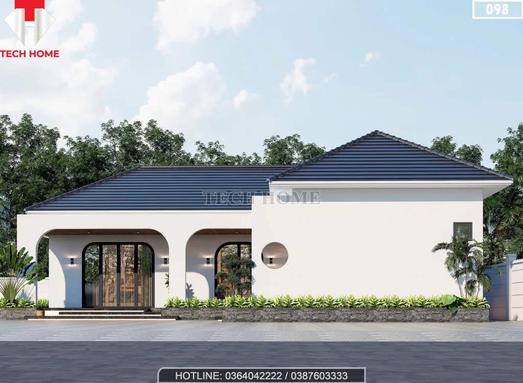 Góc nghiêng mẫu nhà cấp 4 mái Nhật 4 phòng ngủ