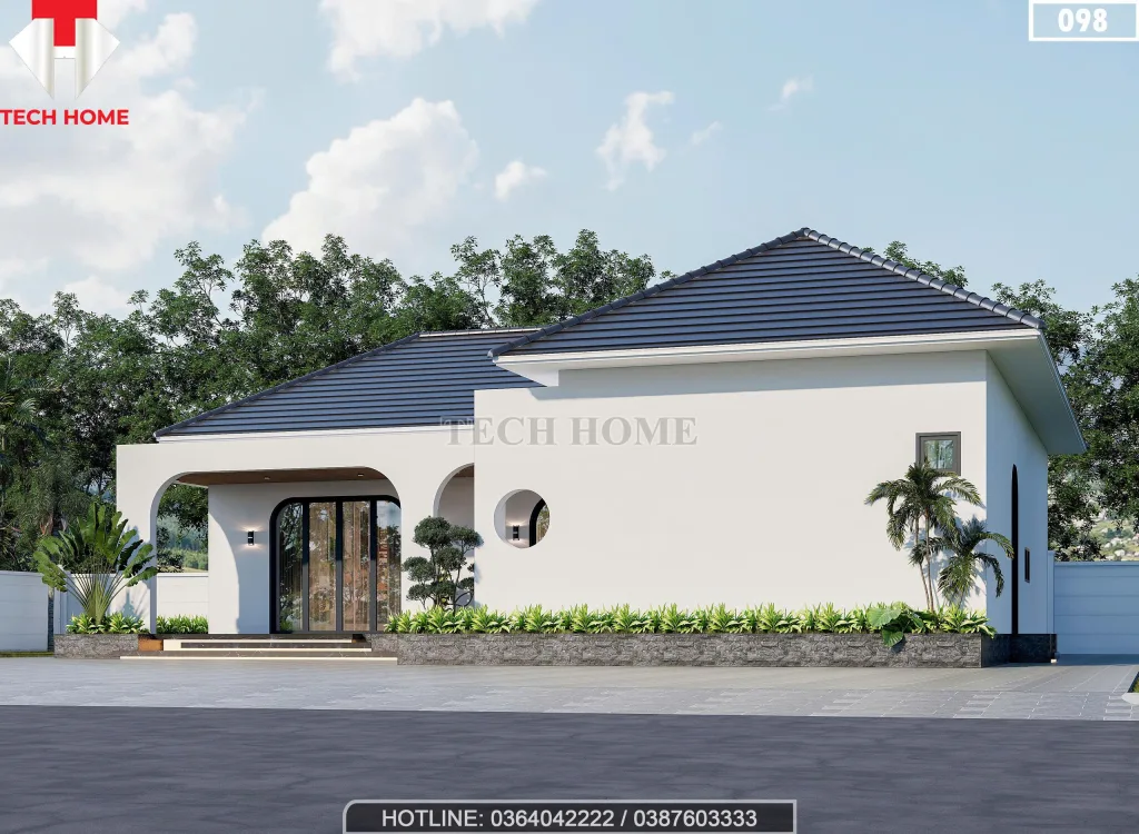 Góc nghiêng mẫu nhà cấp 4 mái Nhật 4 phòng ngủ