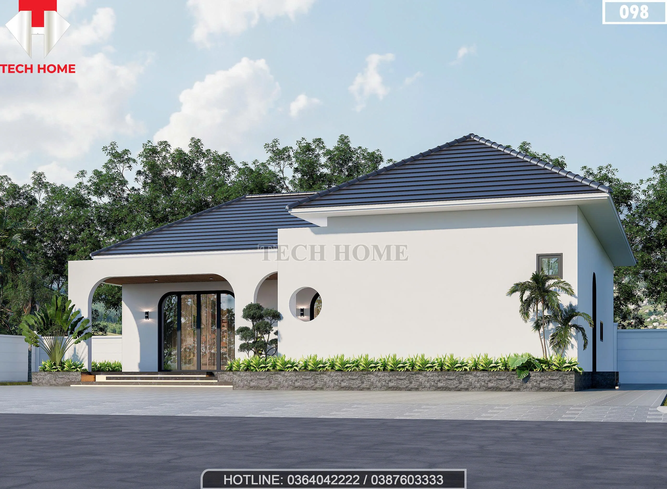 Góc nghiêng mẫu nhà cấp 4 mái Nhật 4 phòng ngủ