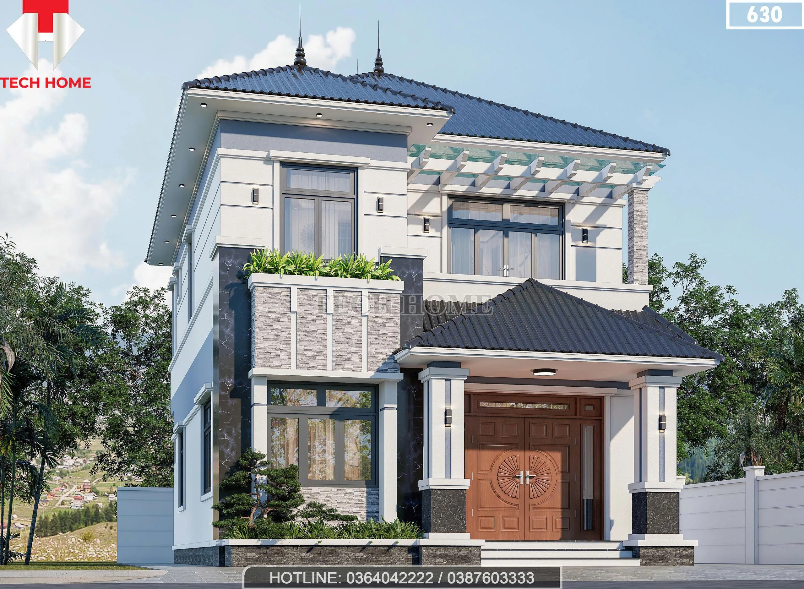 Góc nghiêng mẫu nhà mái Nhật 2 tầng đẹp