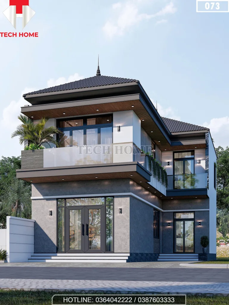 Góc nghiêng mẫu nhà mái Nhật 2 tầng hiện đại