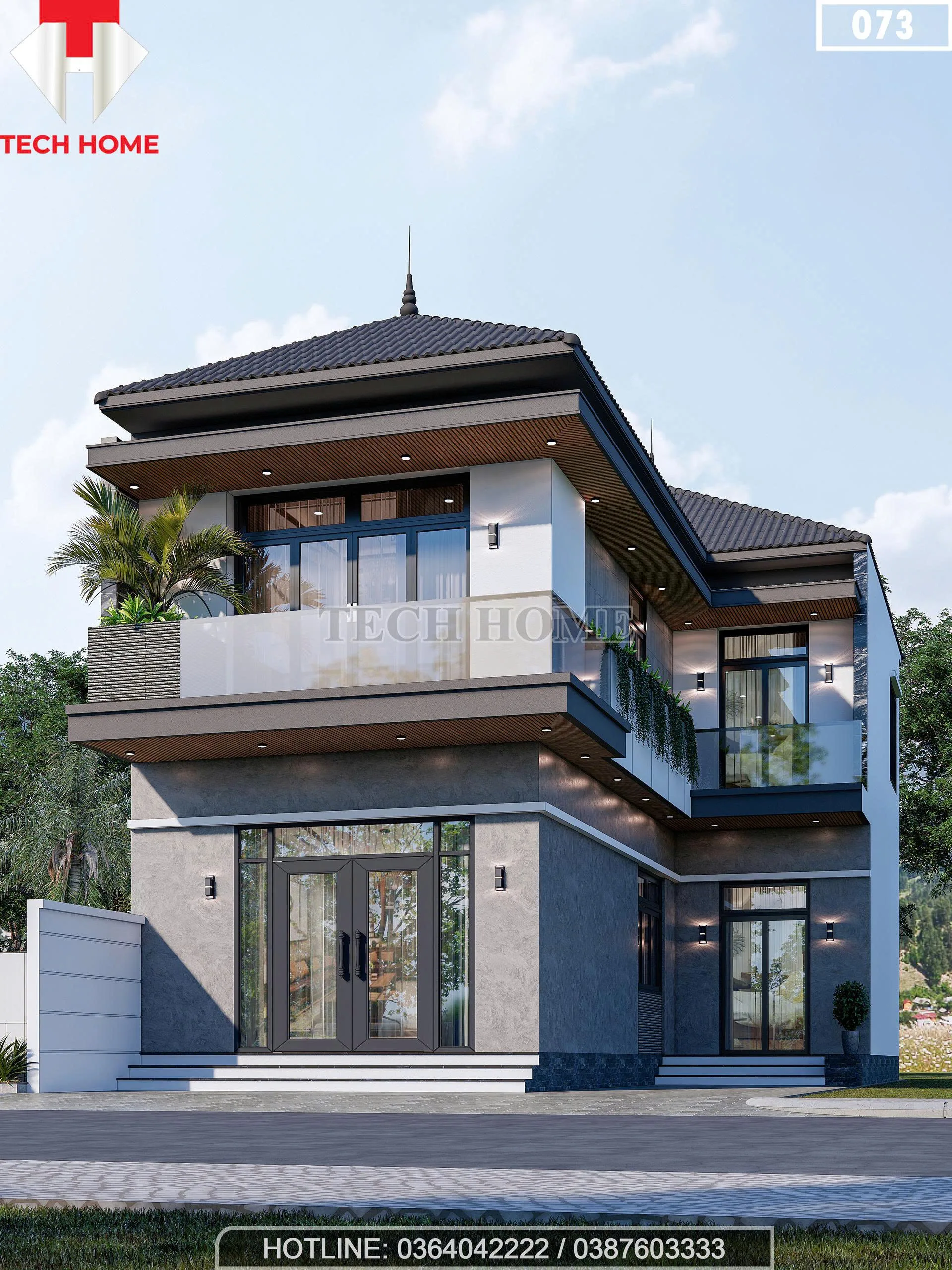 Góc nghiêng mẫu nhà mái Nhật 2 tầng hiện đại