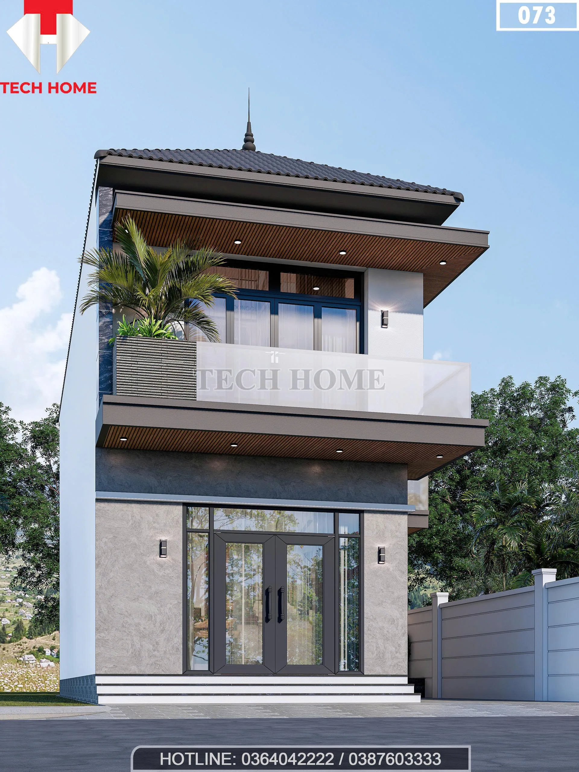 Góc nghiêng mẫu nhà mái Nhật 2 tầng hiện đại