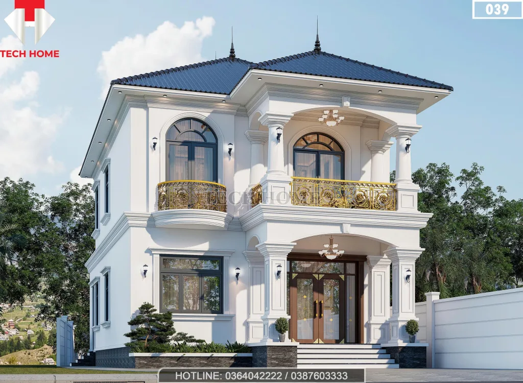 Góc nghiêng mẫu nhà mái Nhật 2 tầng tân cổ điển