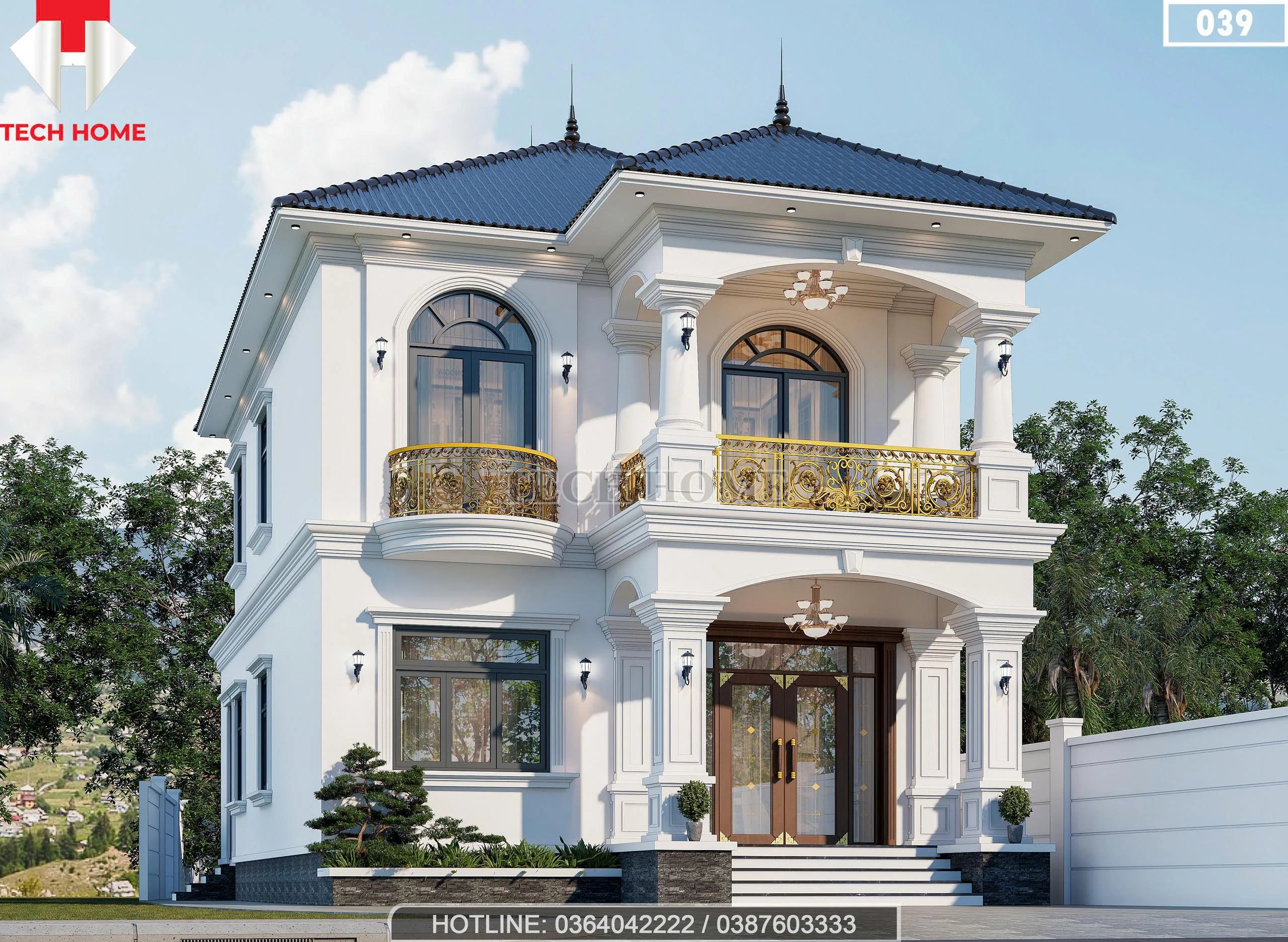 Góc nghiêng mẫu nhà mái Nhật 2 tầng tân cổ điển