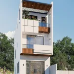 Góc nghiêng mẫu nhà ống 2 tầng 1 tum hiện đại