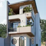 Góc nghiêng mẫu nhà ống 2 tầng 1 tum hiện đại