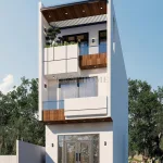 Góc nghiêng mẫu nhà ống 2 tầng 1 tum hiện đại