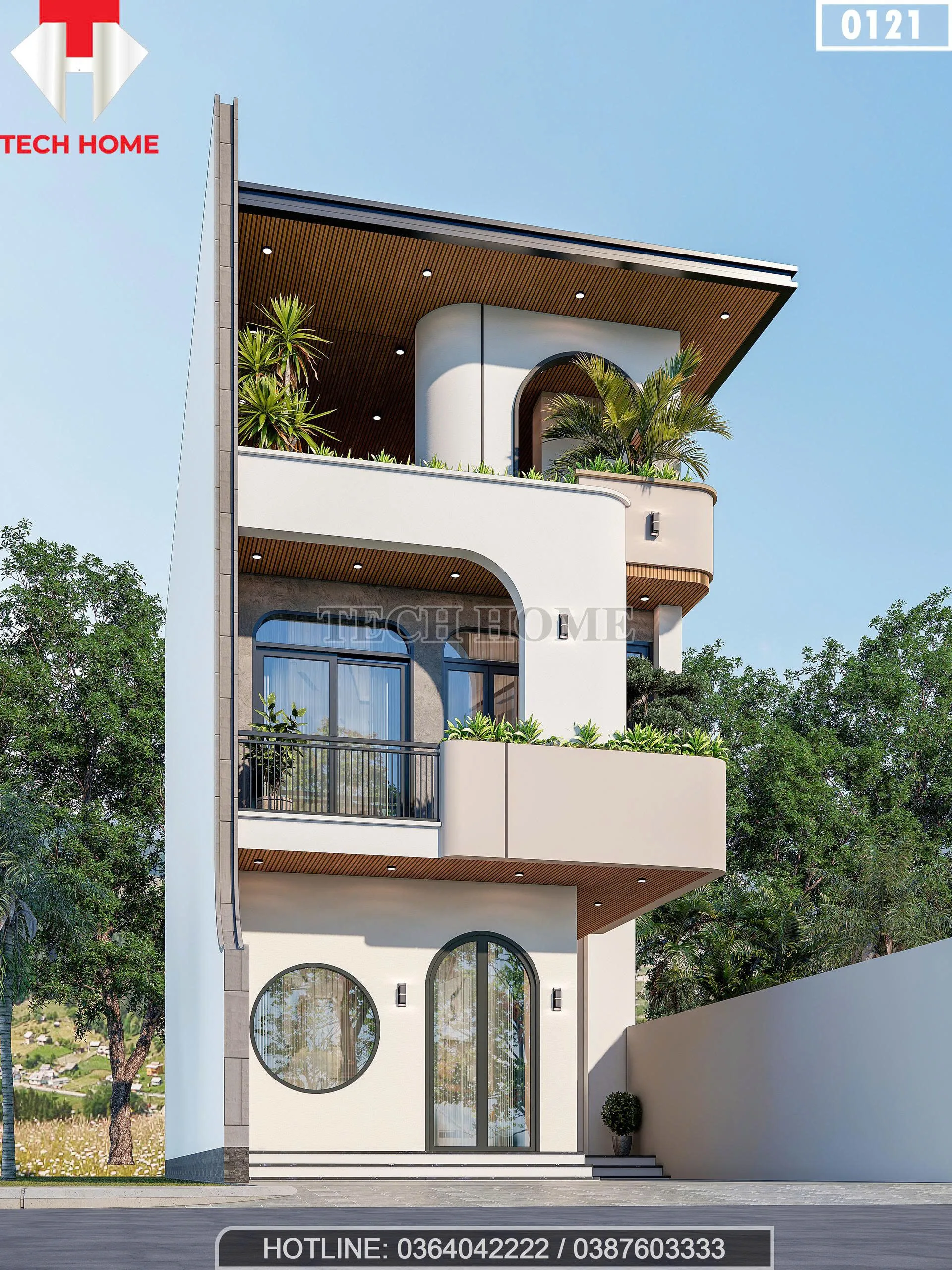 Góc nghiêng mẫu nhà ống 2 tầng 1 tum hiện đại