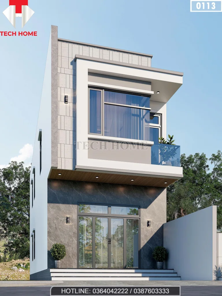 Góc nghiêng mẫu nhà ống 2 tầng 4 phòng ngủ