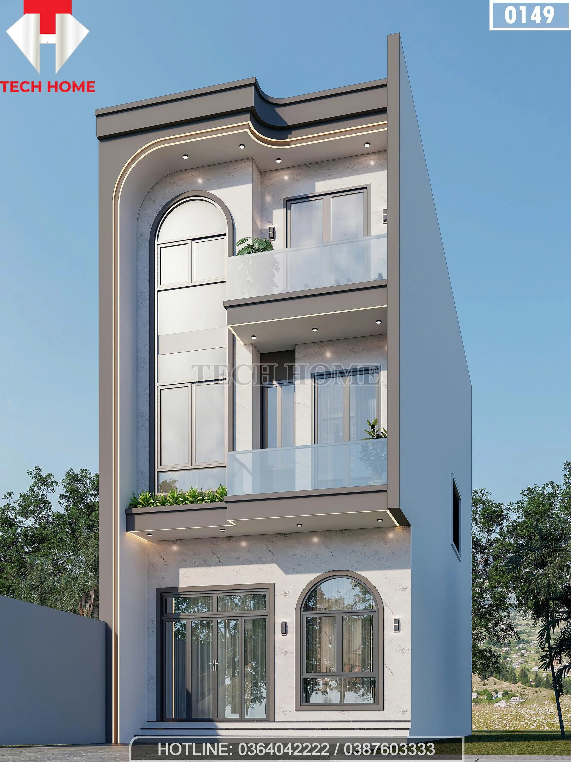 Góc nghiêng mẫu nhà ống 3 tầng hiện đại