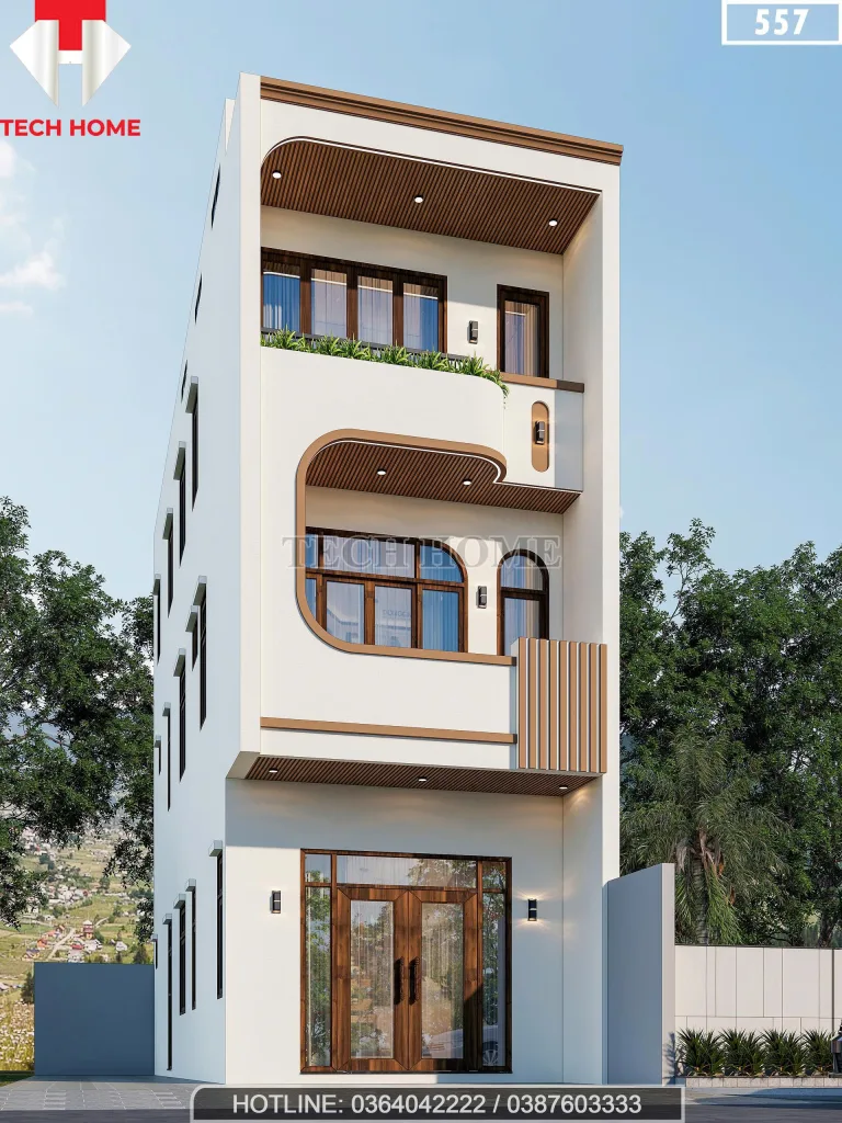 Góc nghiêng mẫu nhà ống 3 tầng hiện đại