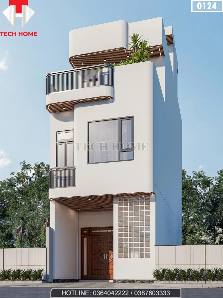 Góc nghiêng mẫu nhà ống 3 tầng hiện đại