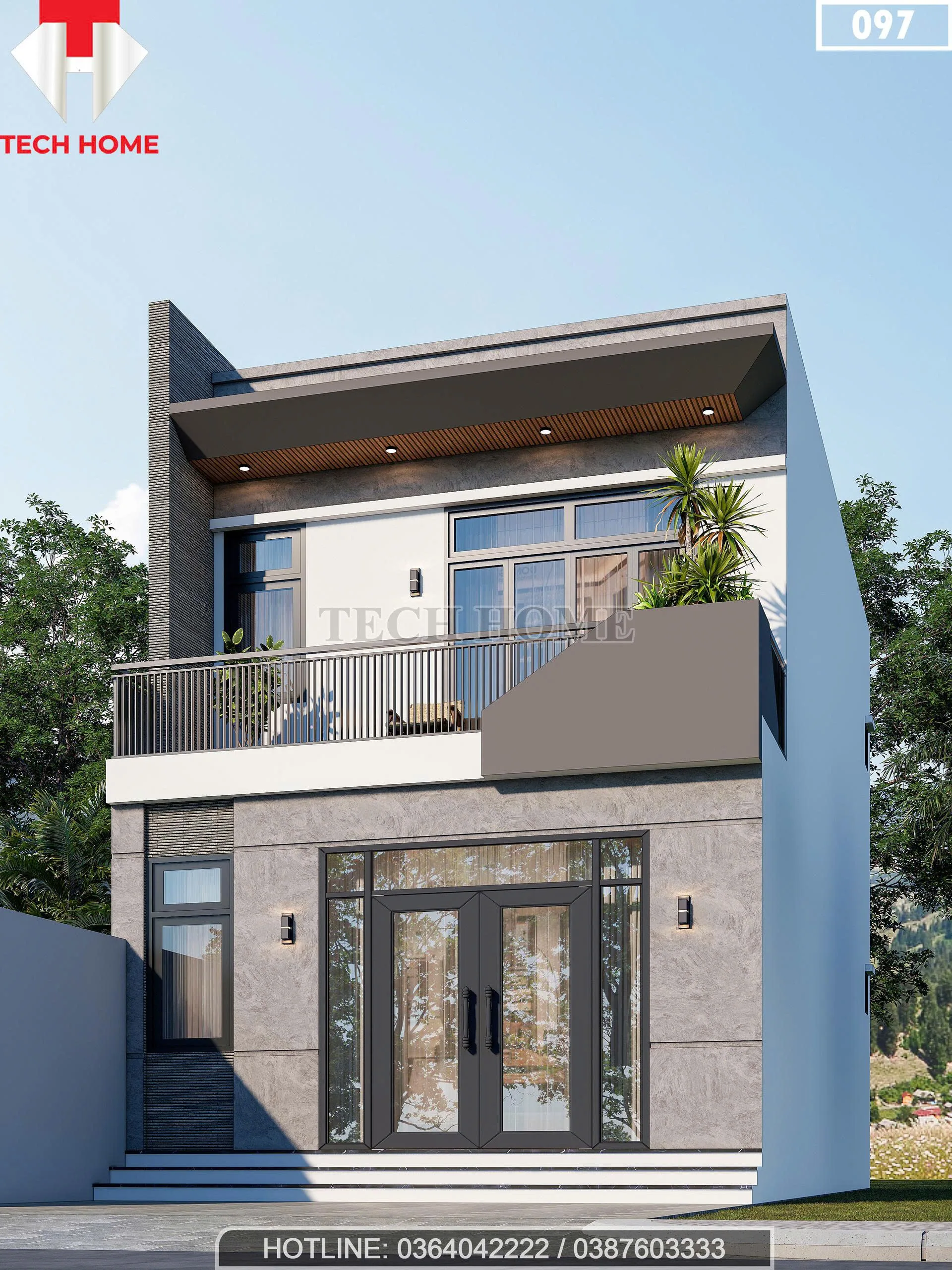 Góc nghiêng mẫu nhà phố 2 tầng hiện đại