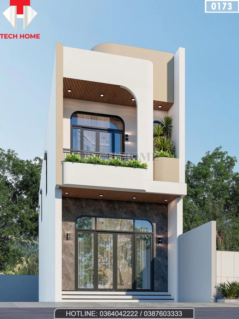 Góc nghiêng mẫu nhà phố 2 tầng hiện đại