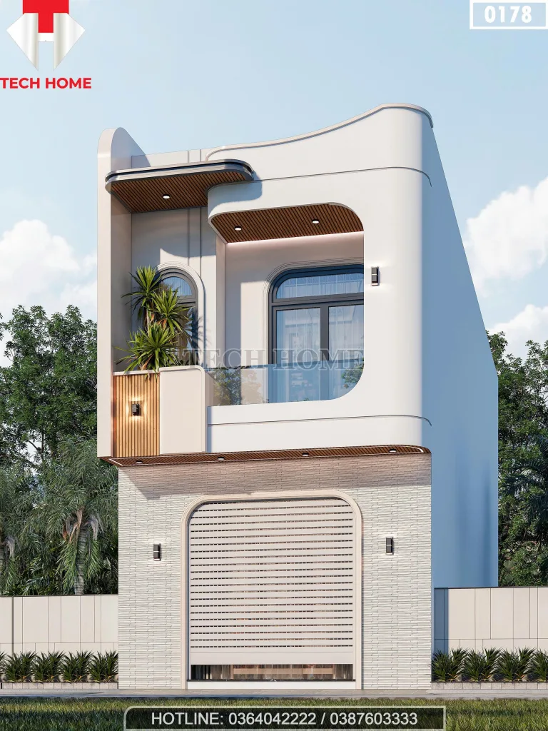 Góc nghiêng mẫu nhà phố 2 tầng hiện đại