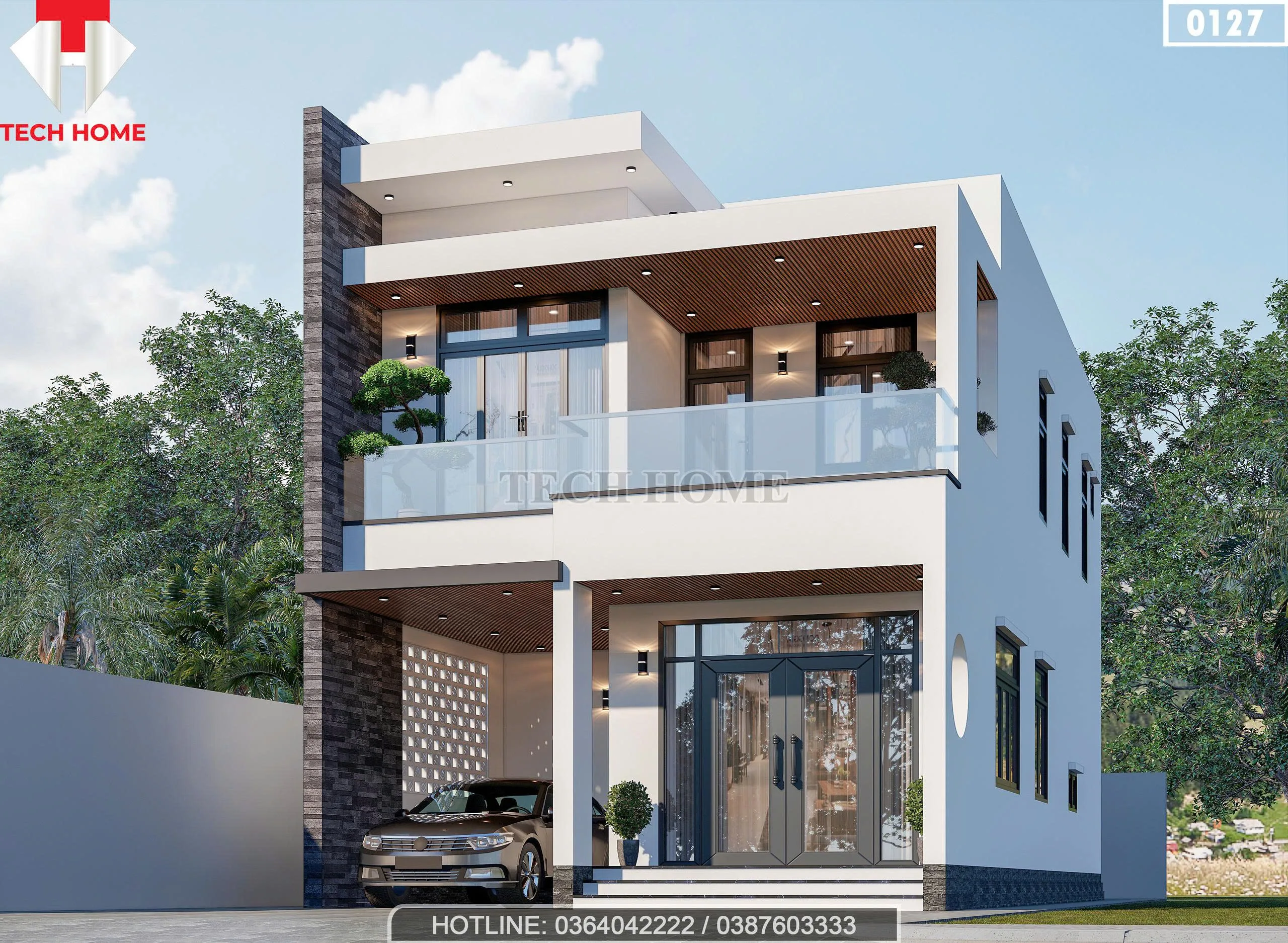 Góc nghiêng mẫu nhà phố 2 tầng hiện đại