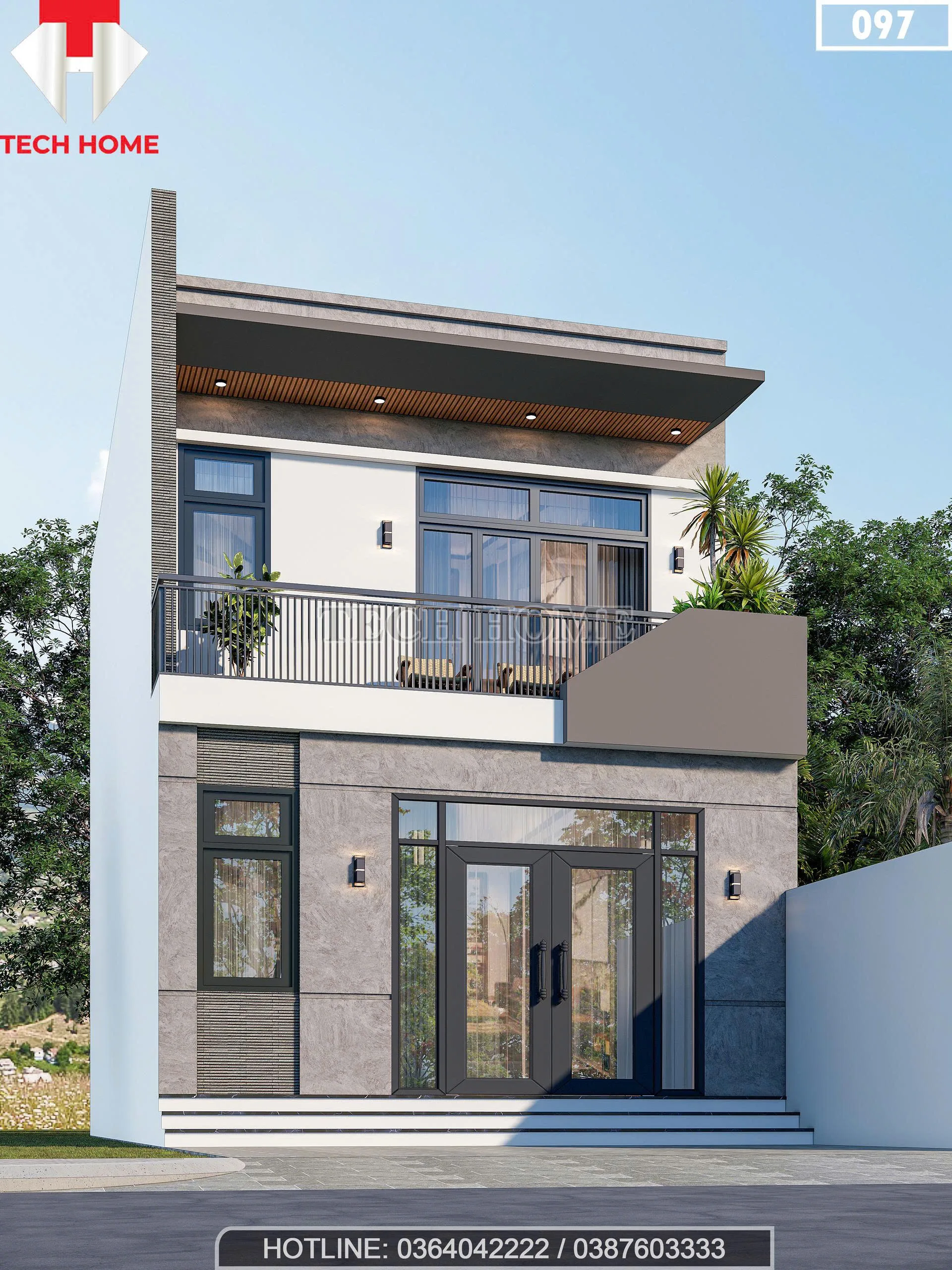 Góc nghiêng mẫu nhà phố 2 tầng hiện đại