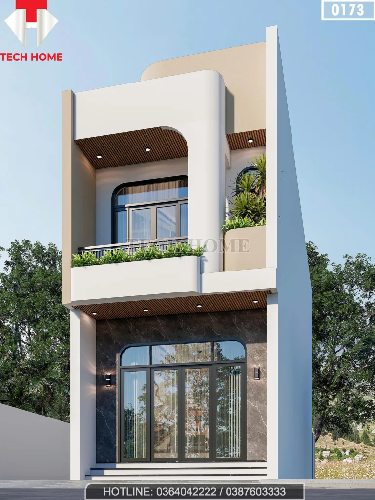 Góc nghiêng mẫu nhà phố 2 tầng hiện đại