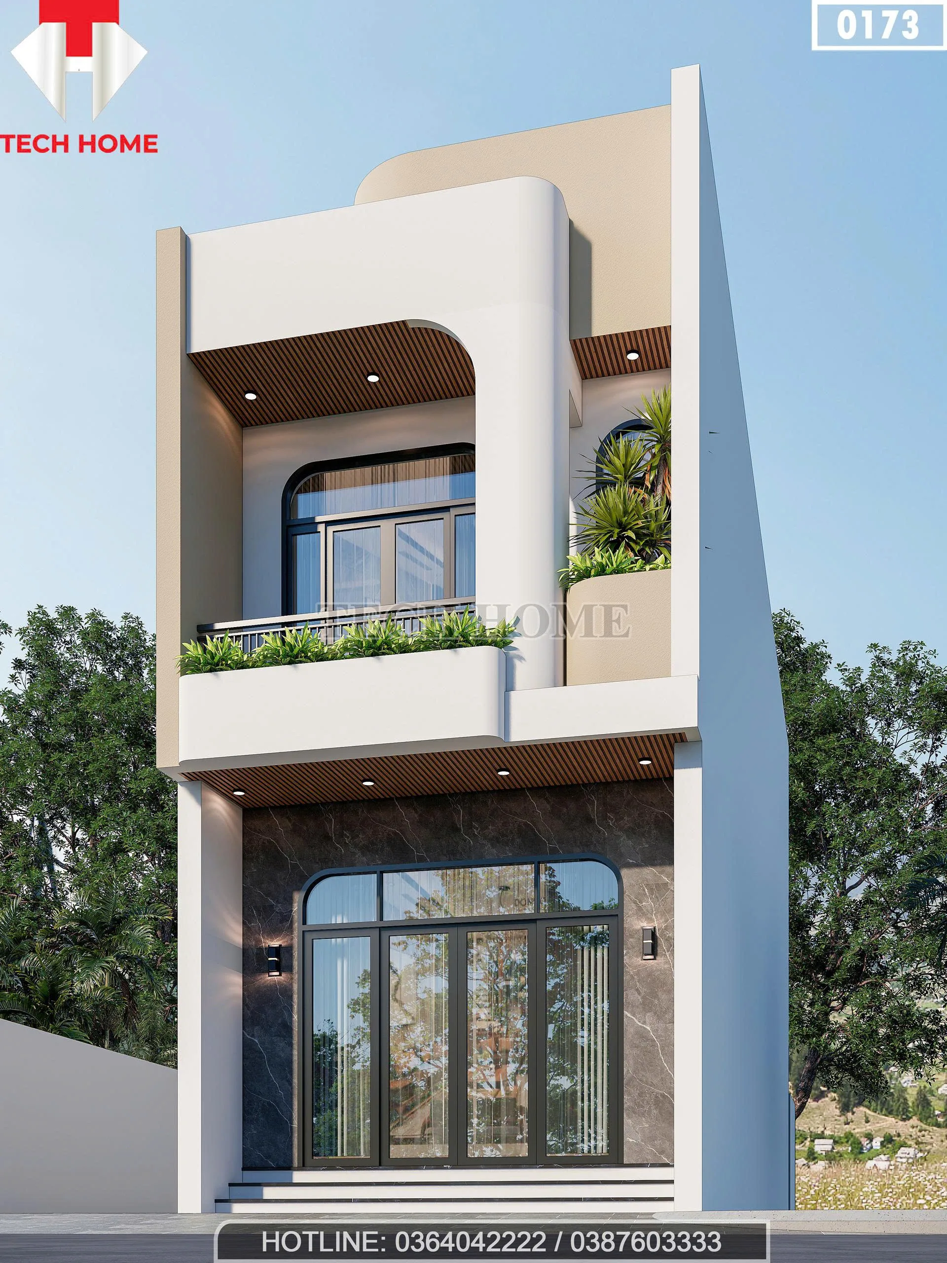 Góc nghiêng mẫu nhà phố 2 tầng hiện đại