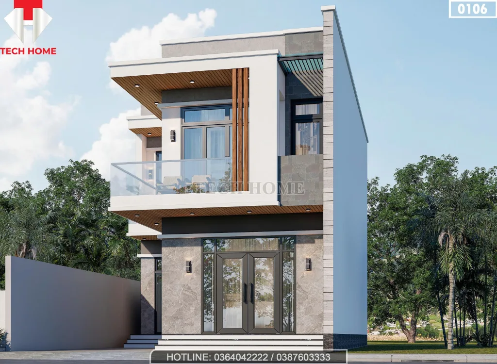 Góc nghiêng mẫu nhà phố 2 tầng hiện đại