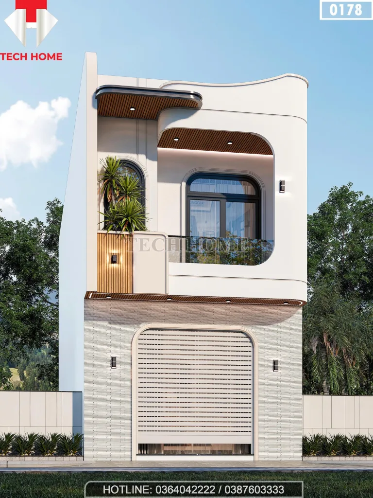 Góc nghiêng mẫu nhà phố 2 tầng hiện đại