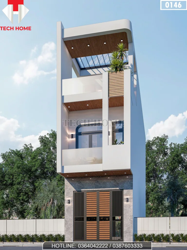 Góc nghiêng mẫu nhà phố 3 tầng hiện đại