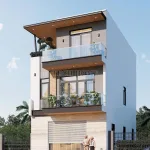 Góc nghiêng mẫu nhà phố 3 tầng hiện đại