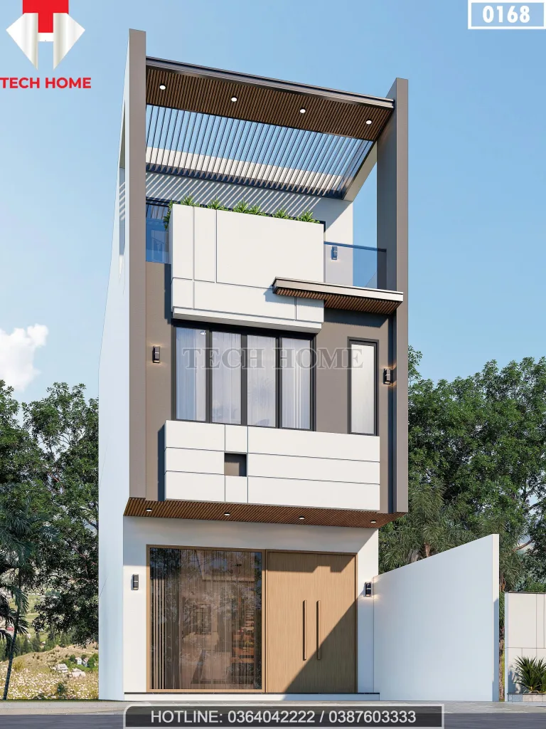 Góc nghiêng mẫu nhà phố 3 tầng hiện đại
