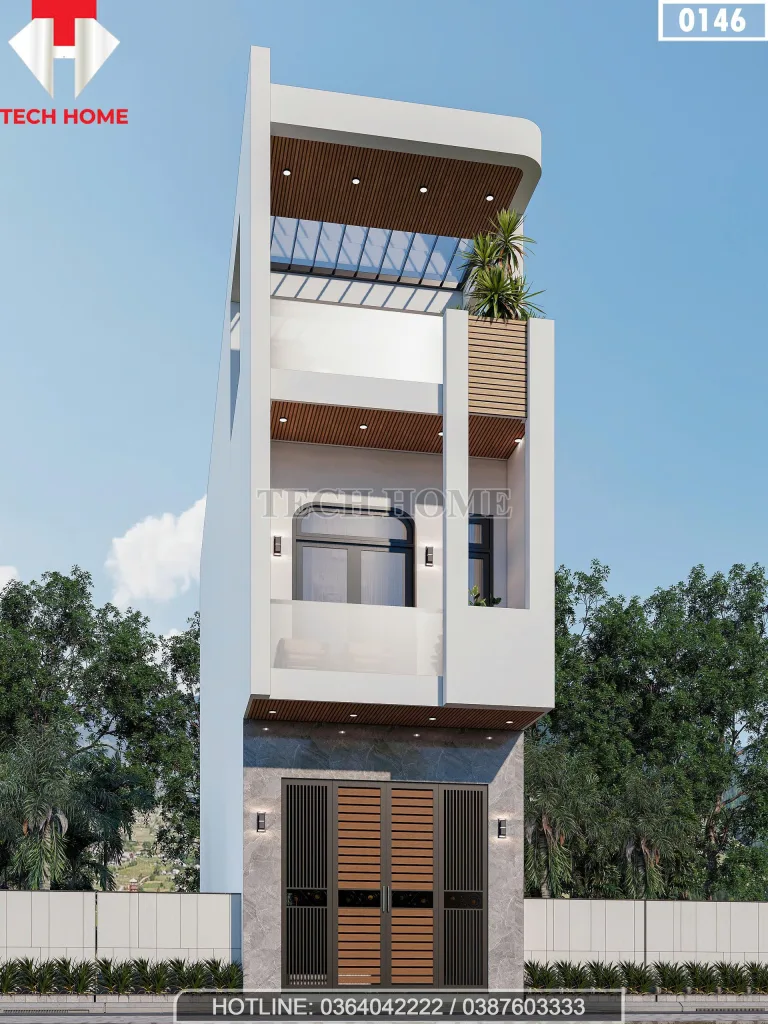 Góc nghiêng mẫu nhà phố 3 tầng hiện đại