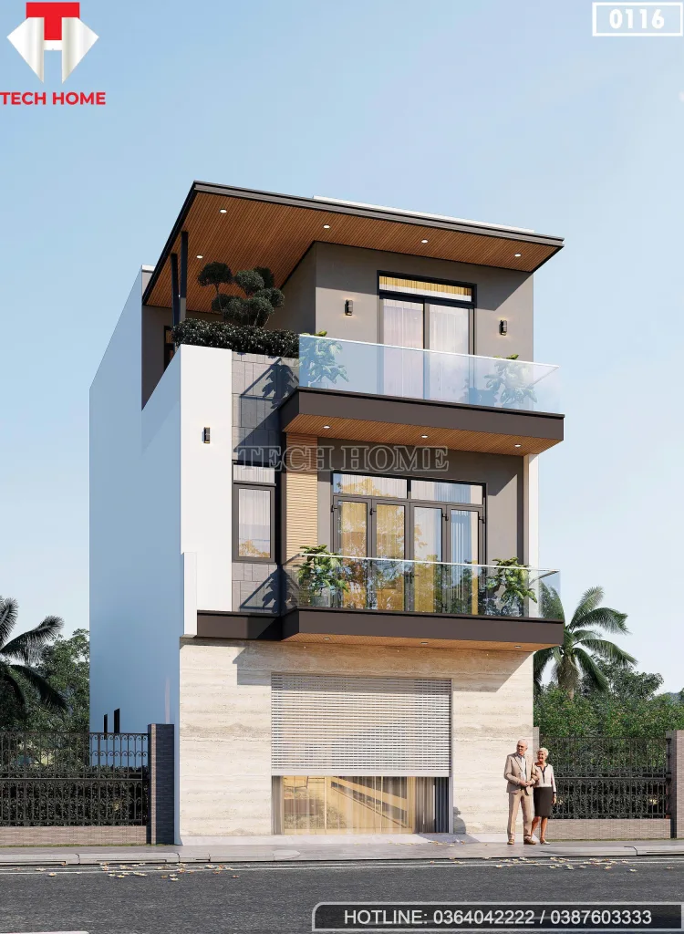 Góc nghiêng mẫu nhà phố 3 tầng hiện đại