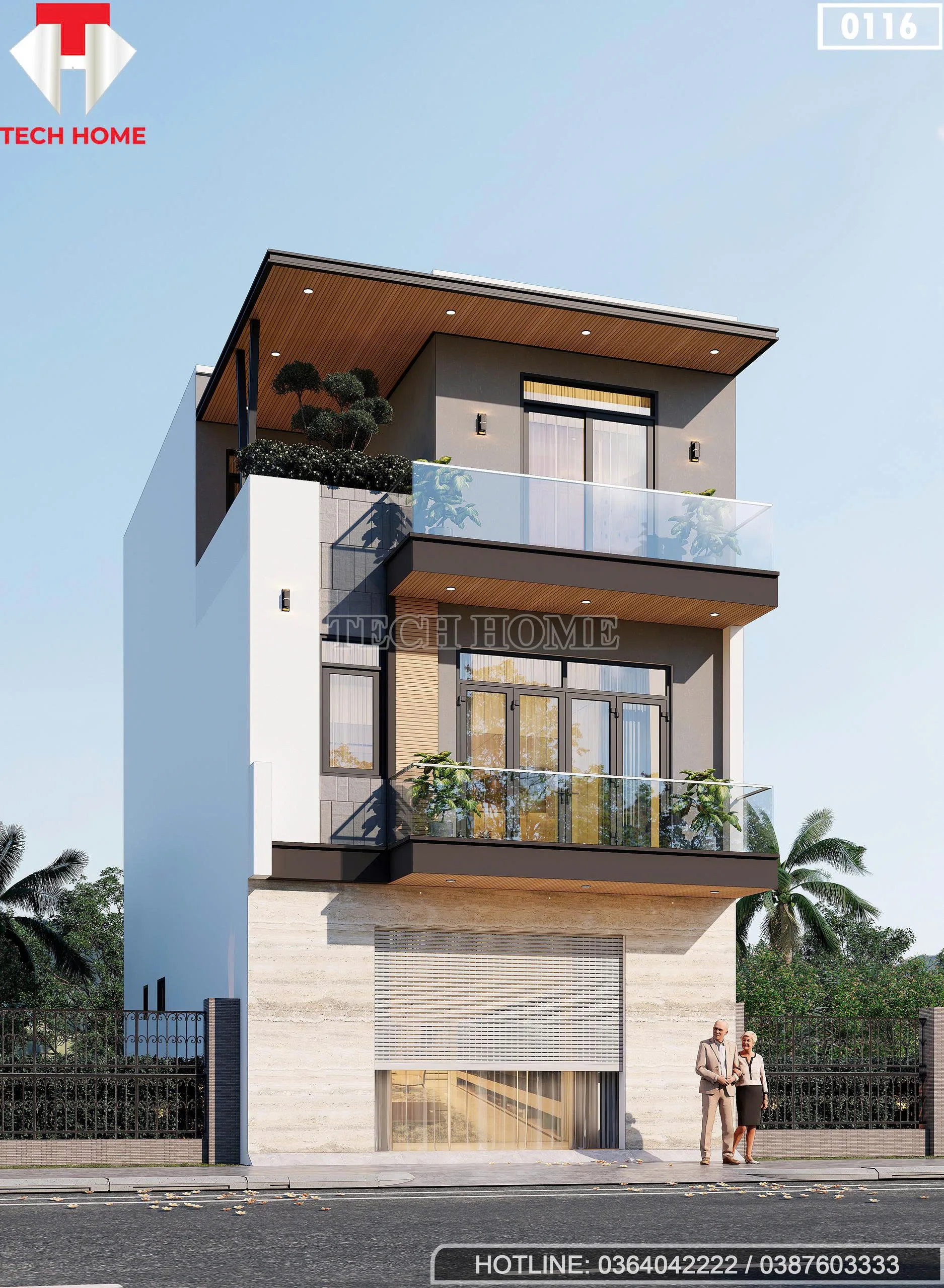 Góc nghiêng mẫu nhà phố 3 tầng hiện đại