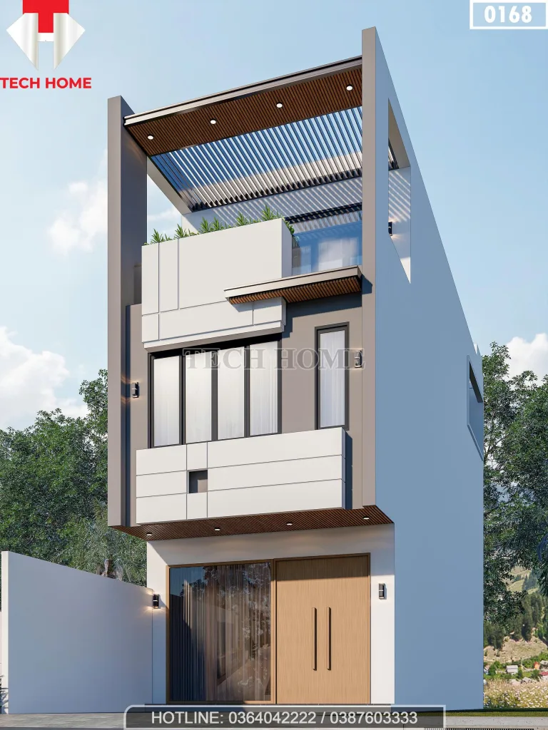 Góc nghiêng mẫu nhà phố 3 tầng hiện đại