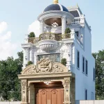 Góc nghiêng mẫu nhà phố tân cổ điển 2 tầng 1 tum