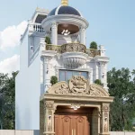 Góc nghiêng mẫu nhà phố tân cổ điển 2 tầng 1 tum