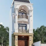 góc nghiêng mẫu nhà phố tân cổ điển 3 tầng