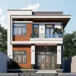 Phối cảnh mặt tiền mẫu nhà 2 tầng hiện đại diện tích 95m2 của anh Trường tại Hà Nam.